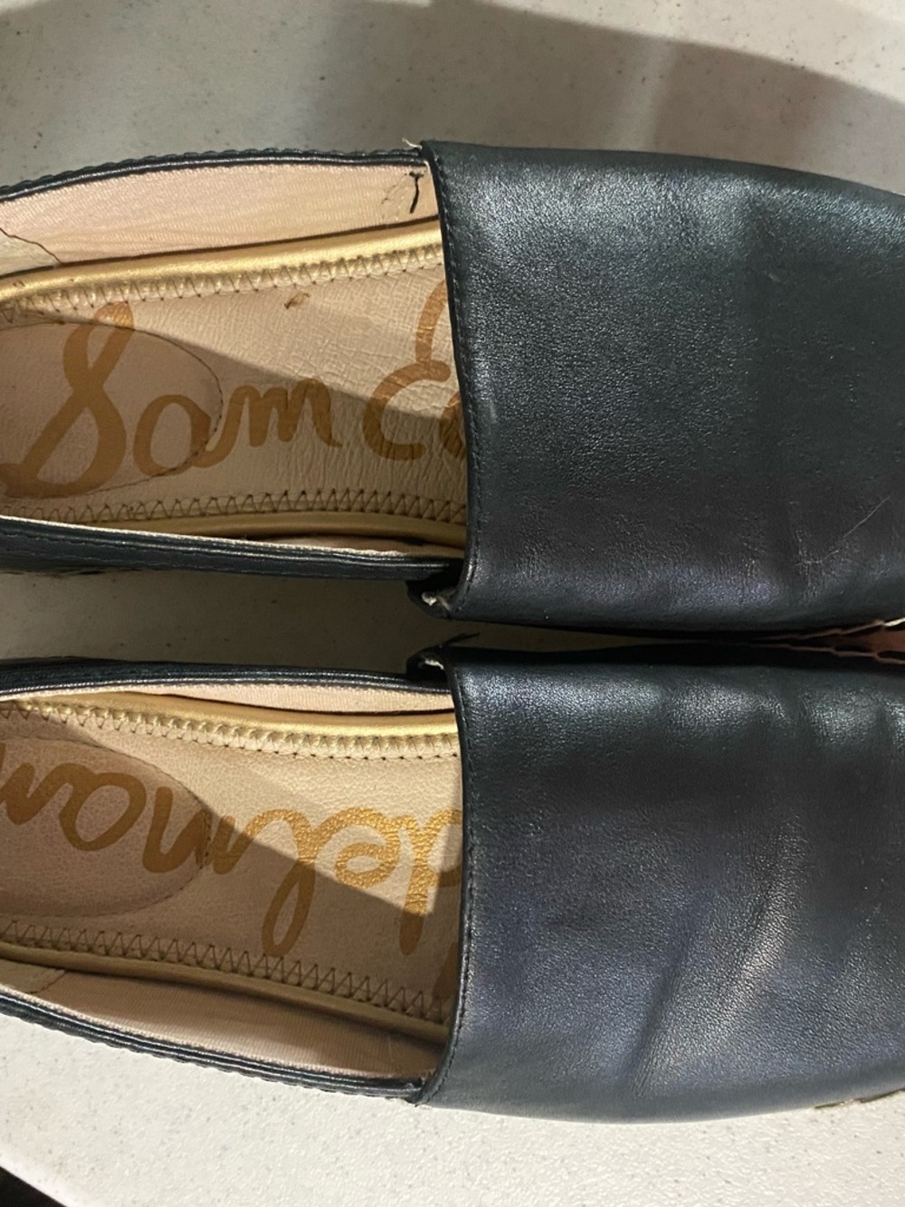 Sam Edelman Black Slip-On Flats with Script Insole